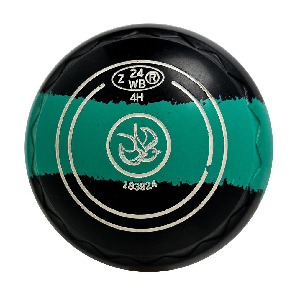 Aero (Pre-Owned) Dynamic Lawn Bowls Size 4 Heavy Z Scoop - Black/Teal Trio 183924