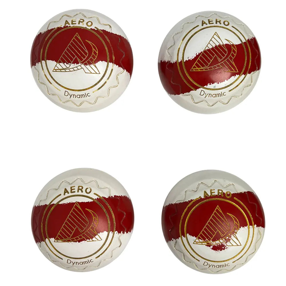 Aero (Pre-Owned) Dynamic Lawn Bowls Size 4 Heavy Z Scoop - White/Red Trio 188947 Aero Bowls