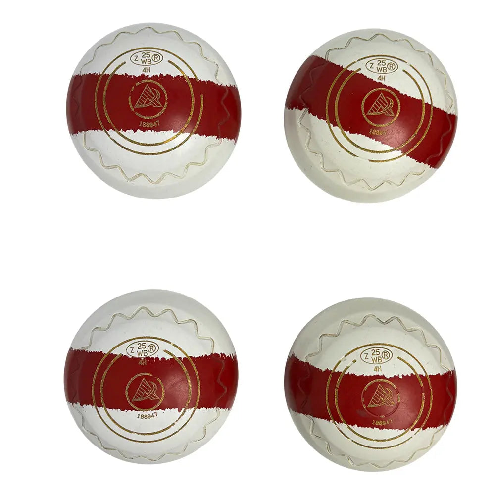 Aero (Pre-Owned) Dynamic Lawn Bowls Size 4 Heavy Z Scoop - White/Red Trio 188947 Aero Bowls