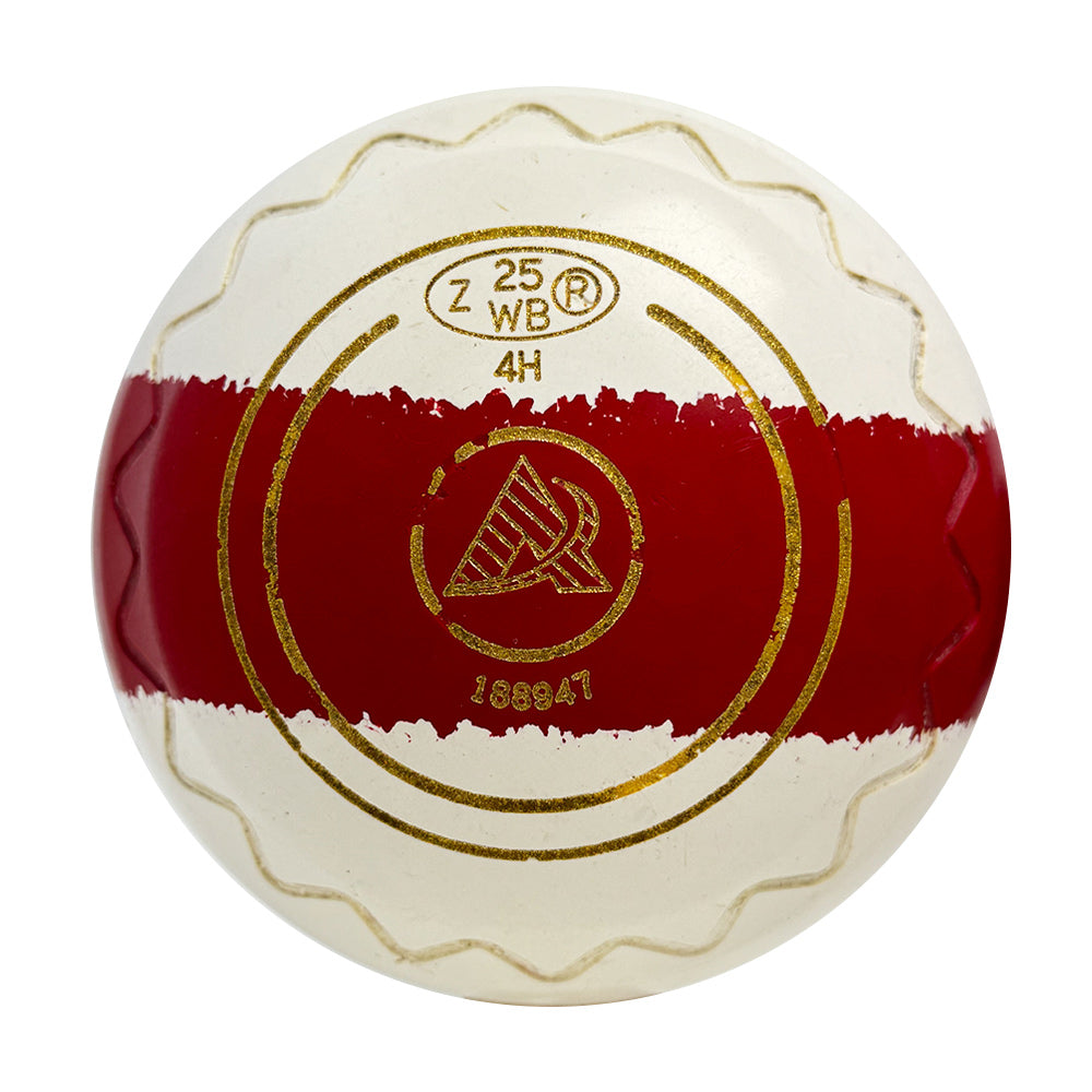 Aero (Pre-Owned) Dynamic Lawn Bowls Size 4 Heavy Z Scoop - White/Red Trio 188947