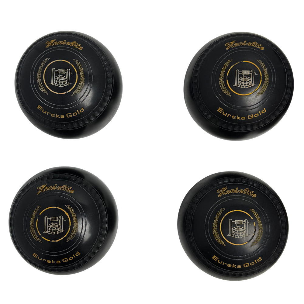 Henselite (Pre-Owned) Eureka Gold Lawn Bowls Size 3 Heavy Gripped - Black