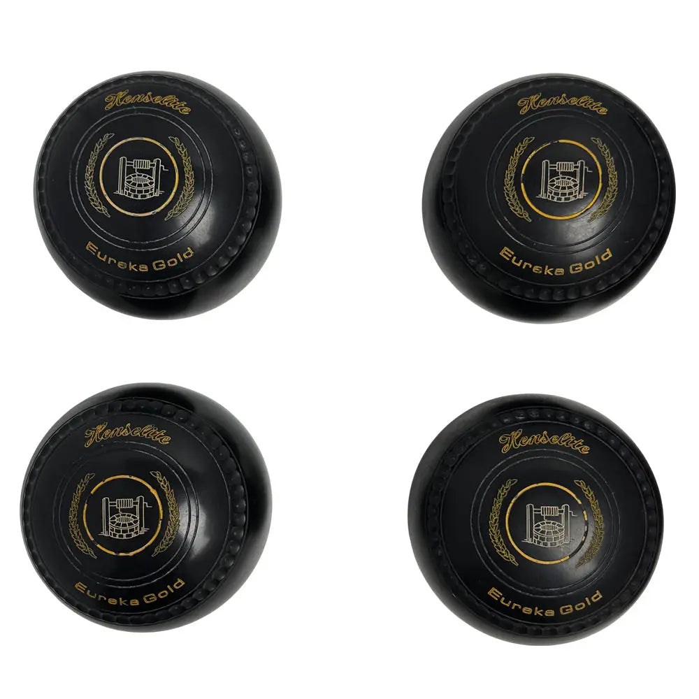 Henselite (Pre-Owned) Eureka Gold Lawn Bowls Size 3 Heavy Gripped - Black - Bowls City