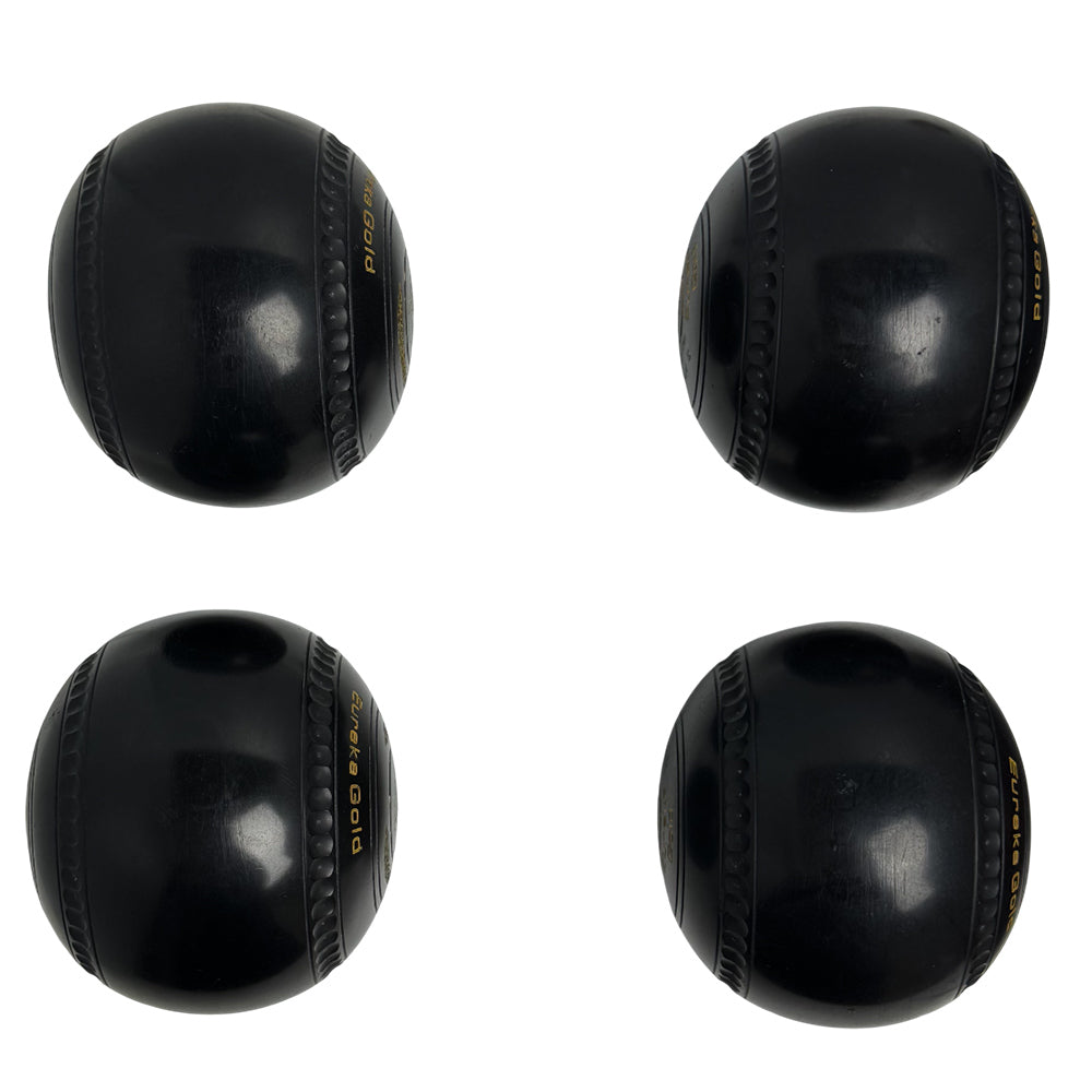 Henselite (Pre-Owned) Eureka Gold Lawn Bowls Size 3 Heavy Gripped - Black