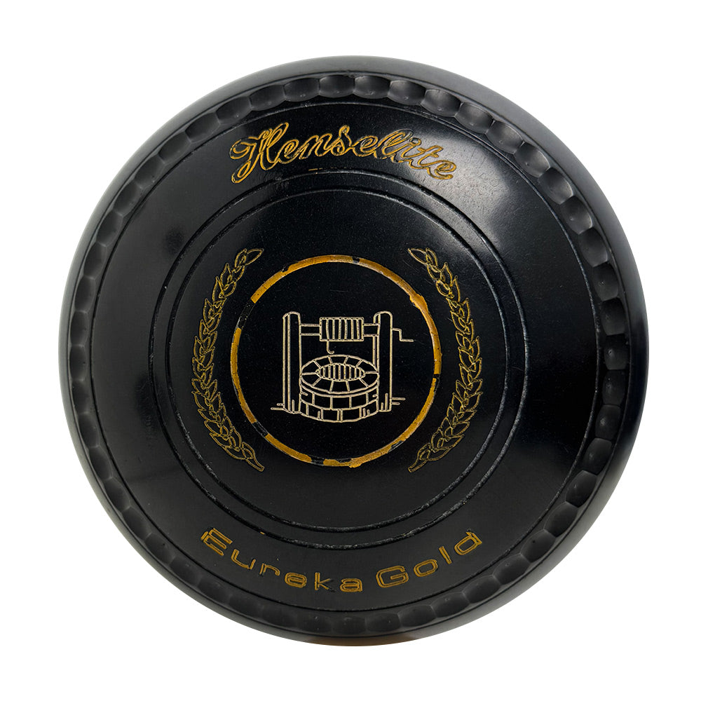 Henselite (Pre-Owned) Eureka Gold Lawn Bowls Size 3 Heavy Gripped - Black