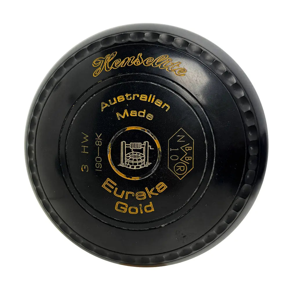 Henselite (Pre-Owned) Eureka Gold Lawn Bowls Size 3 Heavy Gripped - Black - Bowls City
