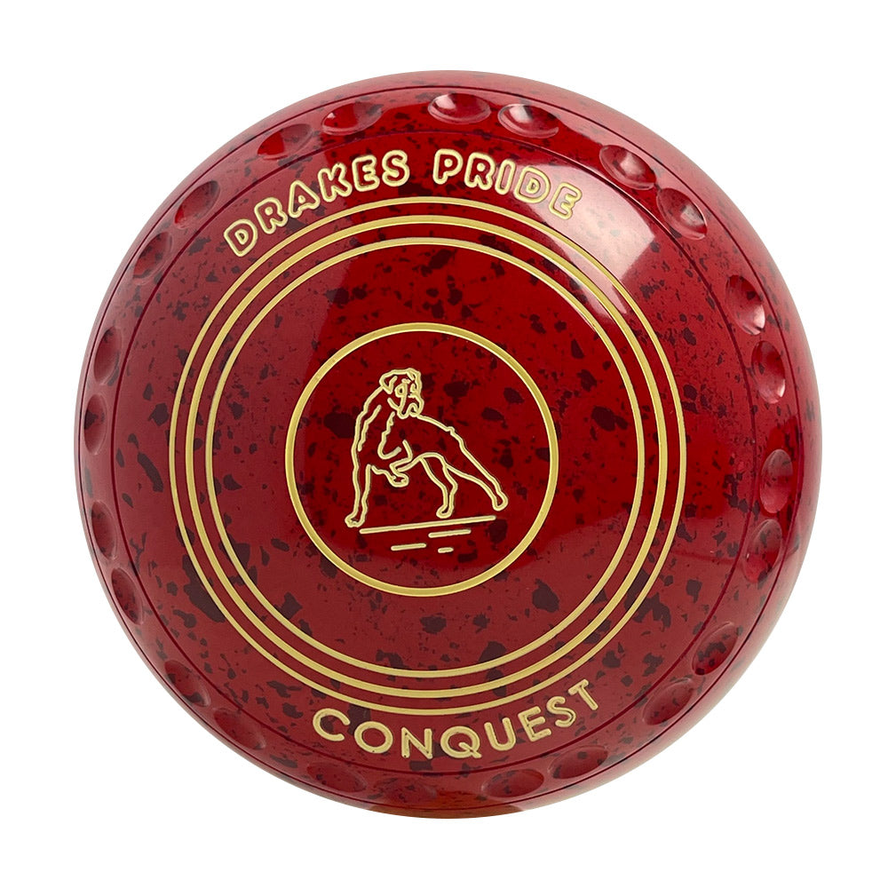 Drakes Pride Conquest Lawn Bowls Size 2 Heavy Gripped - Red Maroon - W1-1980