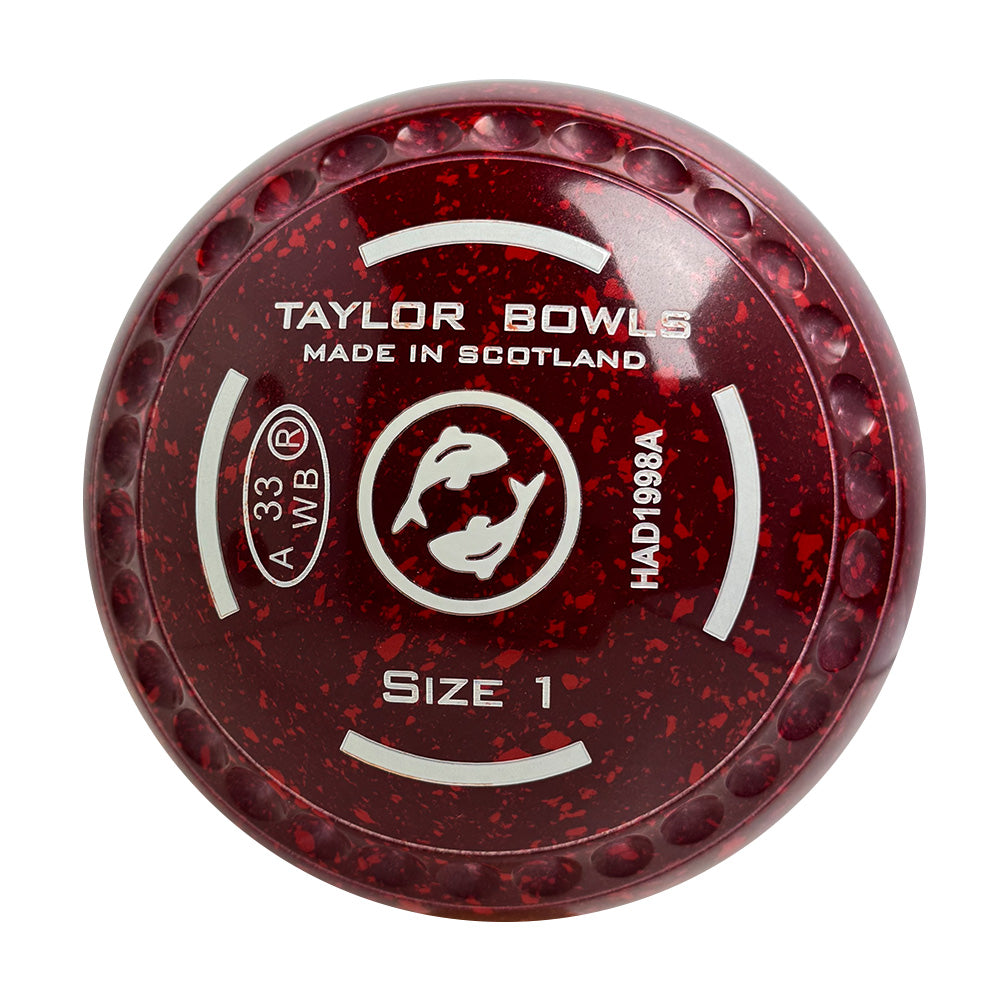 Taylor SR Lawn Bowls Size 1 Heavy Gripped Maroon/Red HAD1998A
