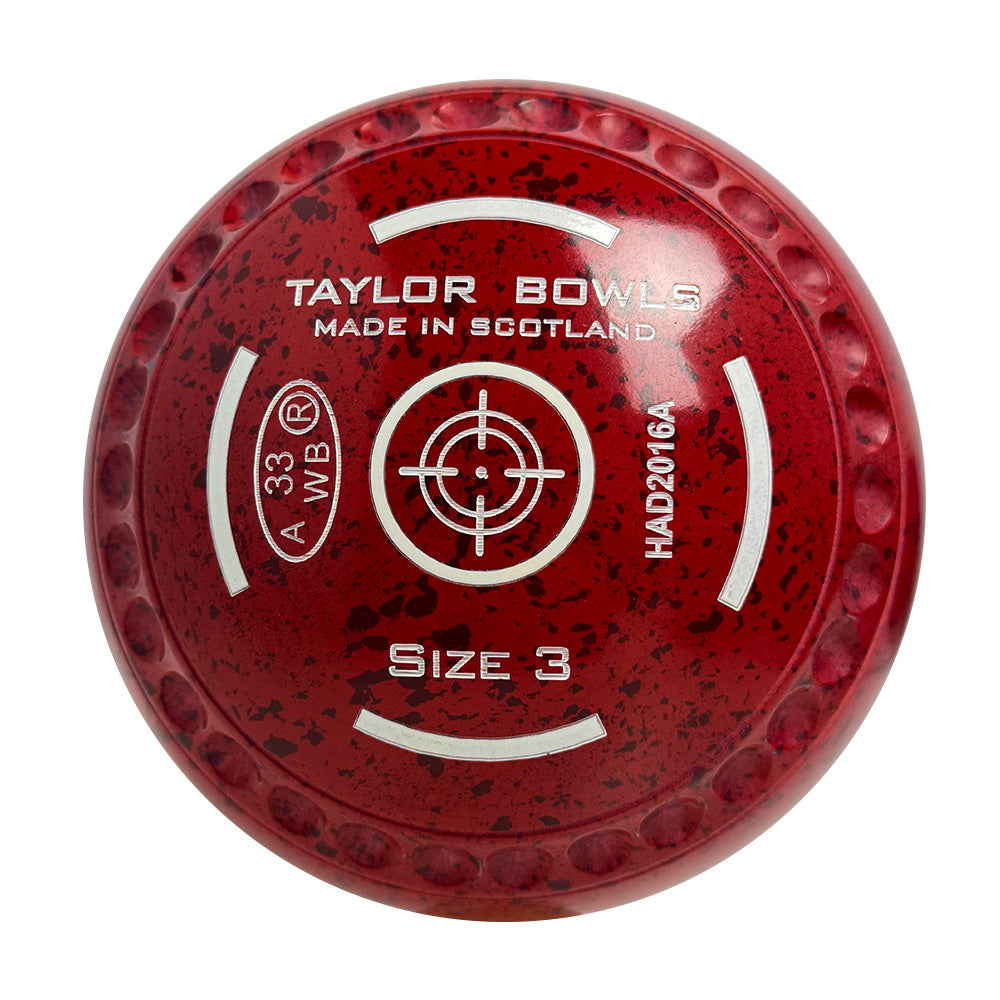 Taylor SR Lawn Bowls Size 3 Heavy Gripped Red/Maroon - HAD2016A