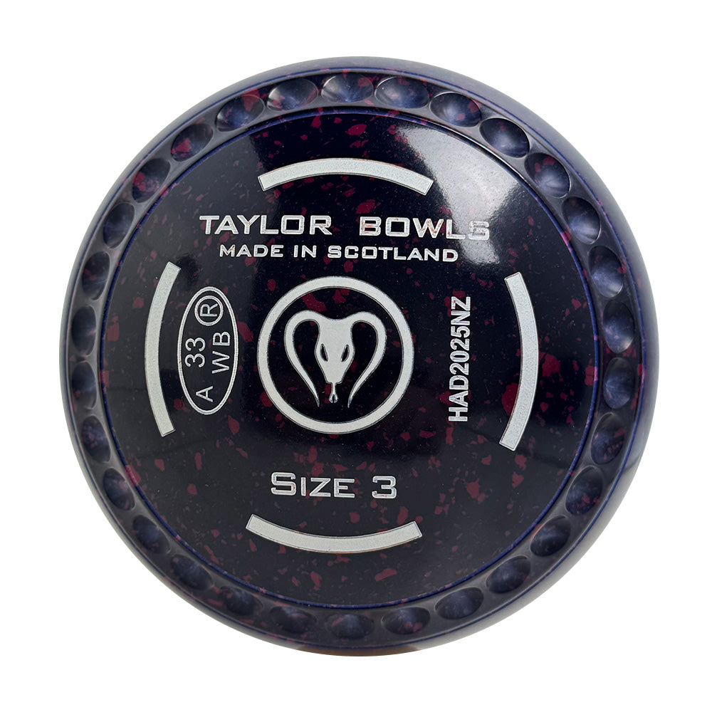 Taylor SR Lawn Bowls Size 3 Heavy Gripped Dark Blue/Magenta HAD2025NZ