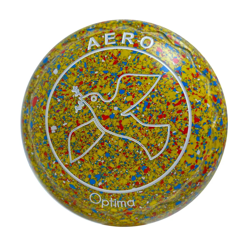 Aero (Pre-Owned) Optima Lawn Bowls 0.5 Heavy Z-Scoop Yellow Speckle -208973 - Bowls City