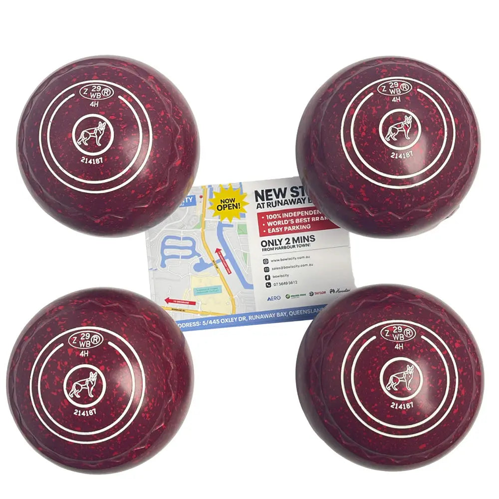 Aero (Pre-Owned) Dynamic Lawn Bowls Size 4 Heavy Z Scoop - Red Speckle 214187 Aero Bowls