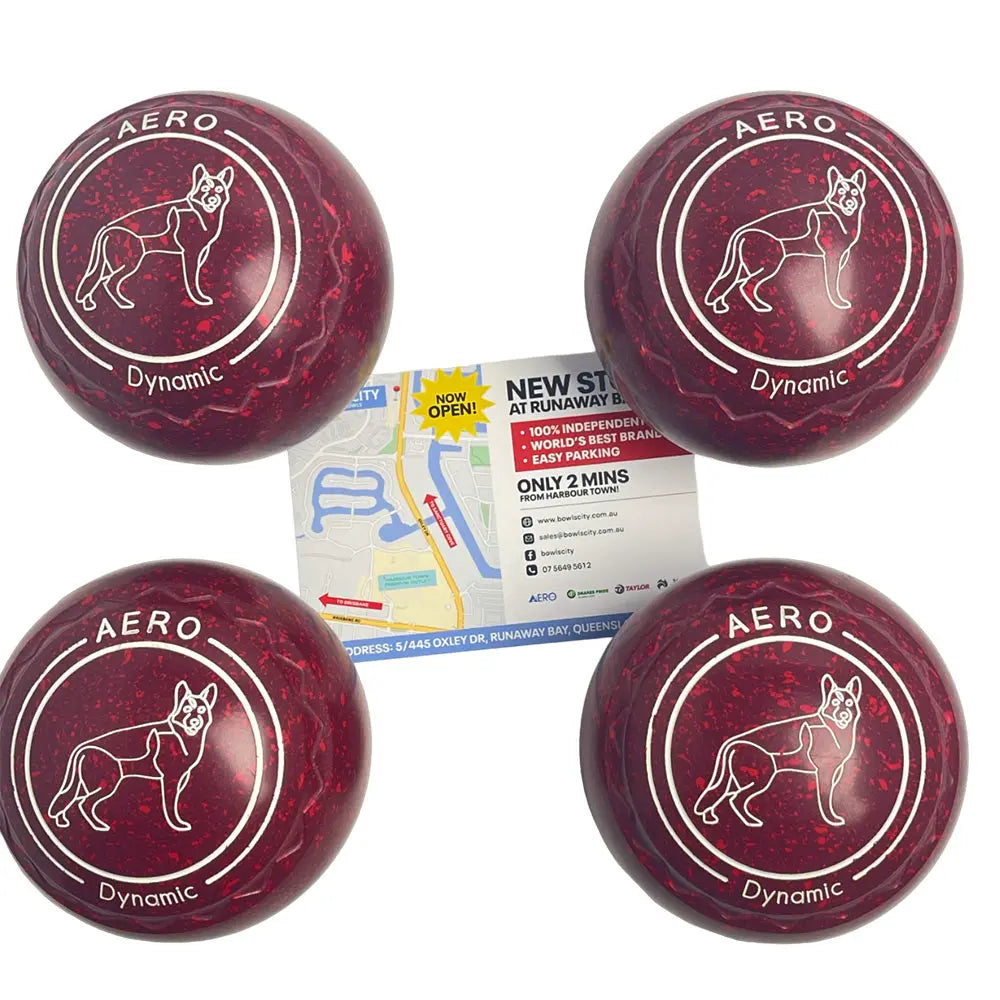 Aero (Pre-Owned) Dynamic Lawn Bowls Size 4 Heavy Z Scoop - Red Speckle 214187 Aero Bowls