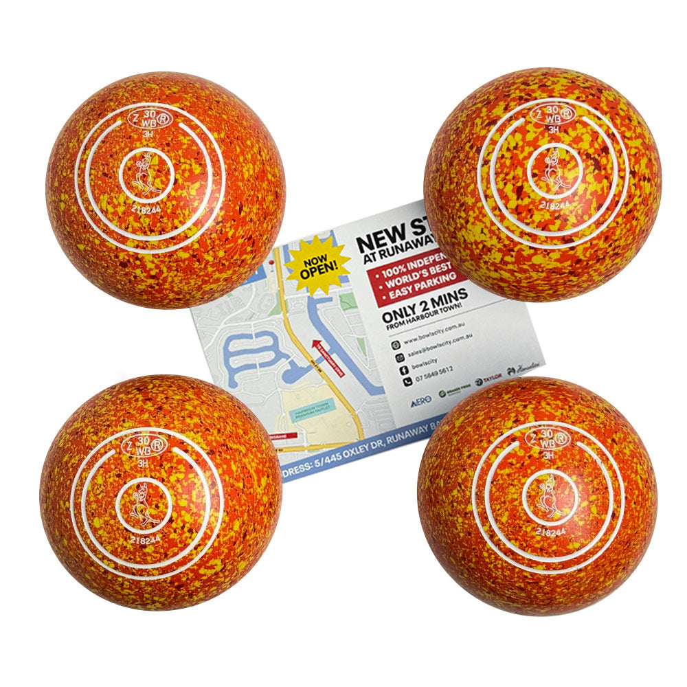 Aero (Pre-Owned) Dynamic Lawn Bowls Size 3 Heavy Non-Gripped- Orange/Yellow Speckle