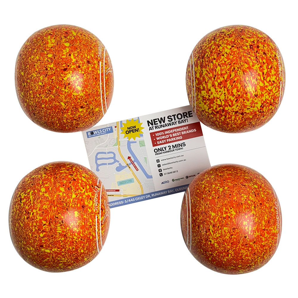 Aero (Pre-Owned) Dynamic Lawn Bowls Size 3 Heavy Non-Gripped- Orange/Yellow Speckle