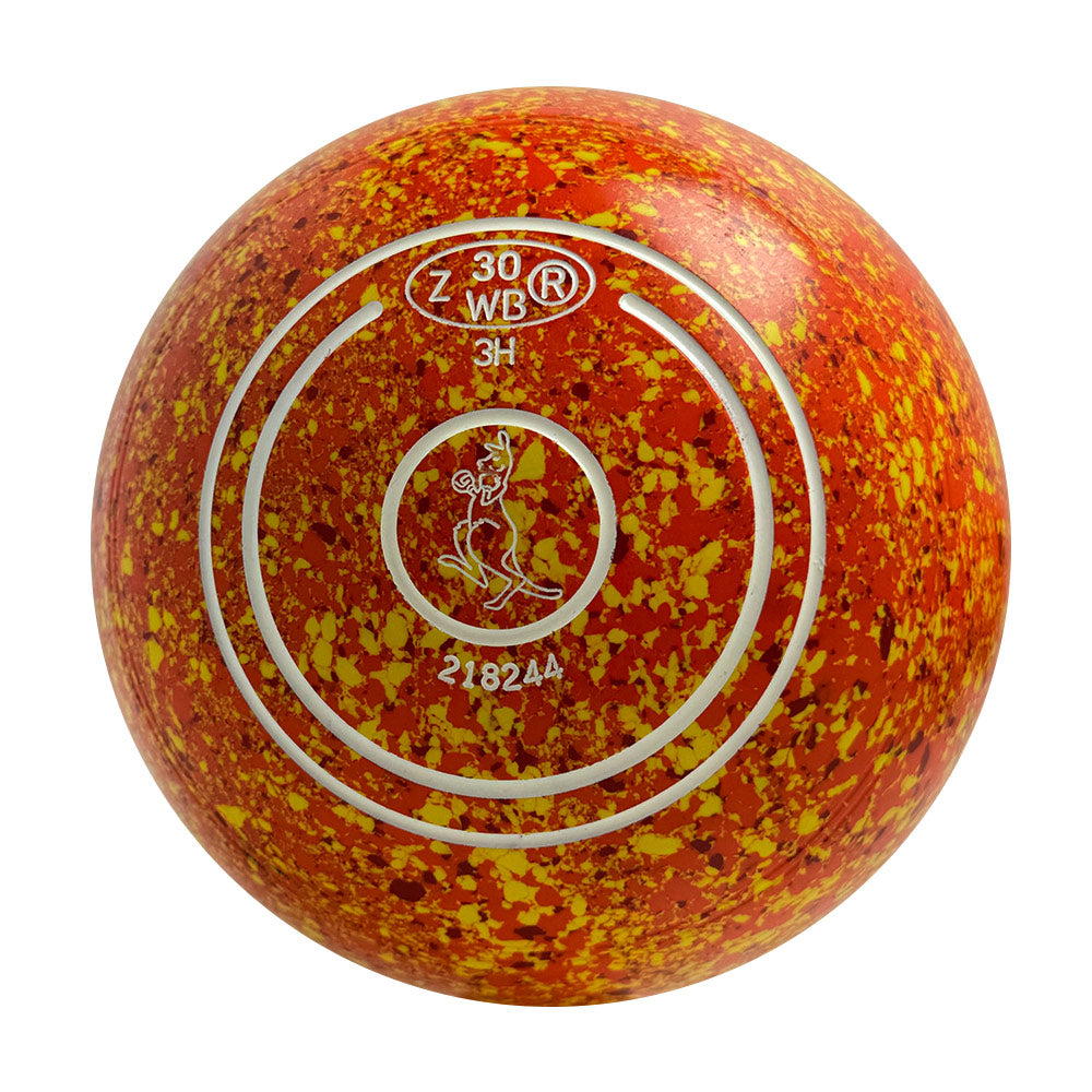 Aero (Pre-Owned) Dynamic Lawn Bowls Size 3 Heavy Non-Gripped- Orange/Yellow Speckle