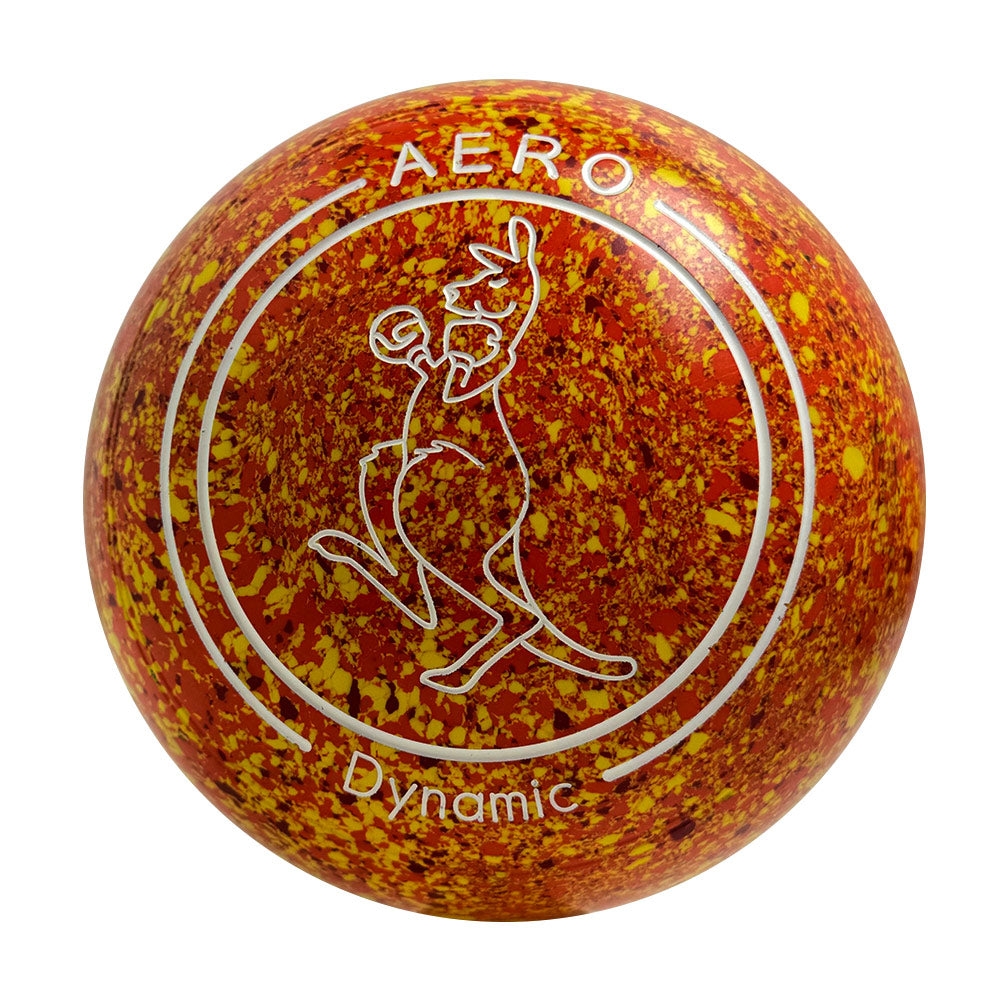 Aero (Pre-Owned) Dynamic Lawn Bowls Size 3 Heavy Non-Gripped- Orange/Yellow Speckle