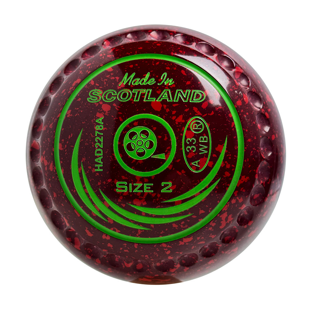 Taylor SRV Lawn Bowls Size 2 Heavy Gripped Maroon/Red HAD2278A