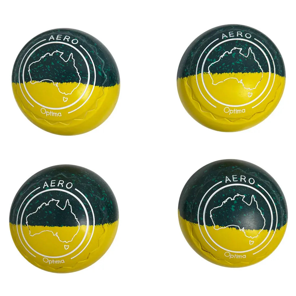 Aero (Pre-Owned) Optima Lawn Bowls 3.5 Heavy Z-Scoop Green/Yellow Duo -229247 - Bowls City