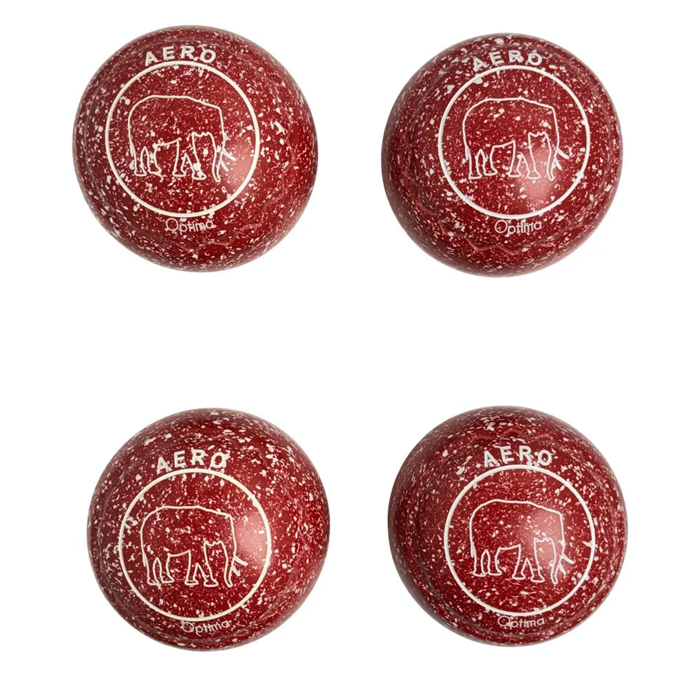 Aero (Pre-Owned) Optima Lawn Bowls Size 3.5 Heavy Z Scoop - Red/White Speckle - Bowls City