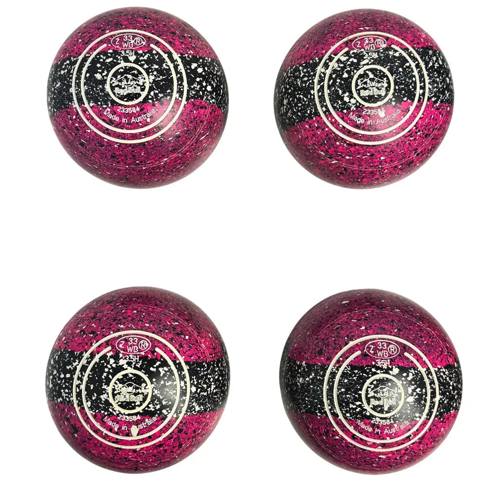 Aero (Pre-Owned) Dynamic Lawn Bowls Size 3.5 Heavy Non-Gripped - Pink/Black Trio 233584 Aero Bowls