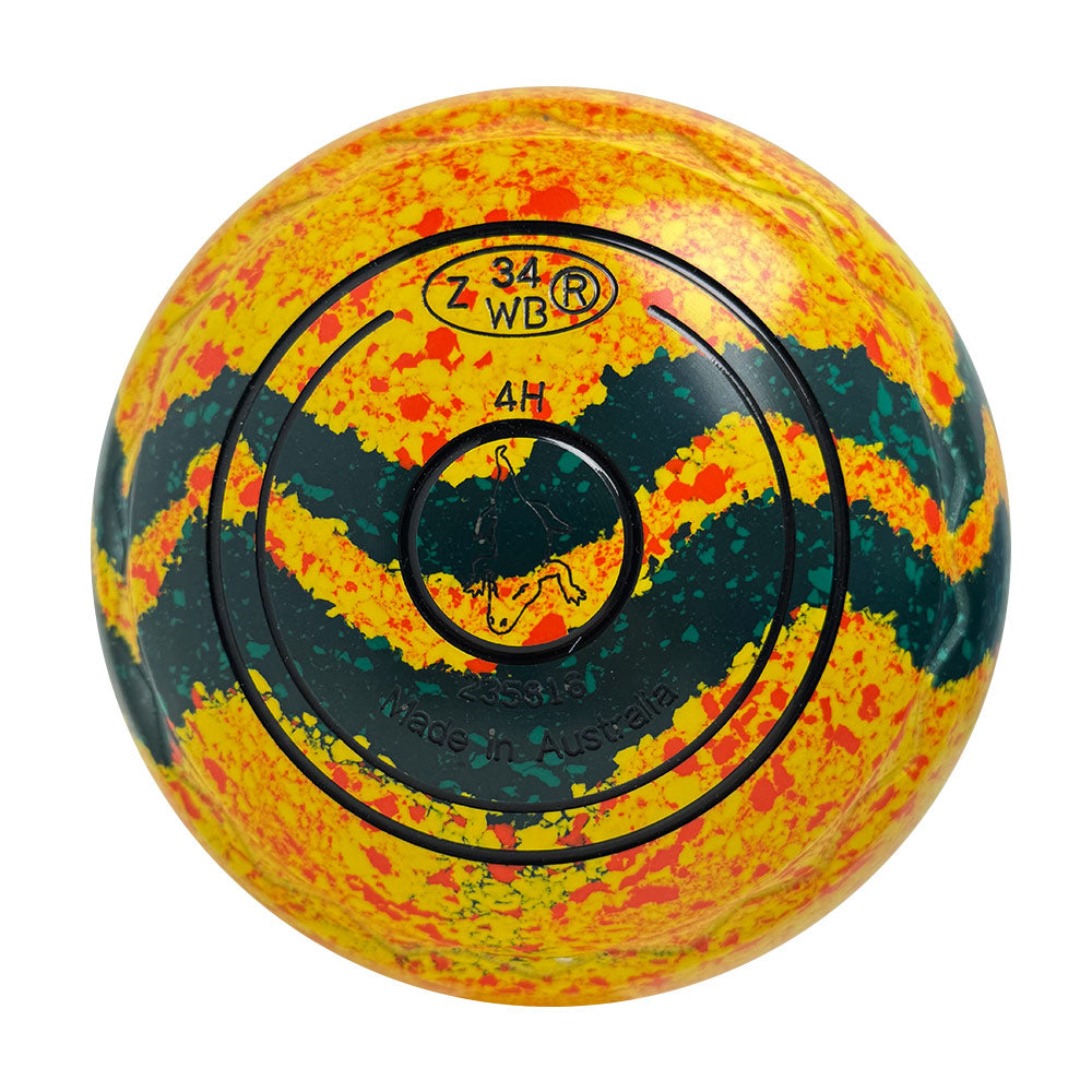 Aero Optima Lawn Bowls 4 Heavy Z-Scoop Solarflare/Emerald Swirl - 235816