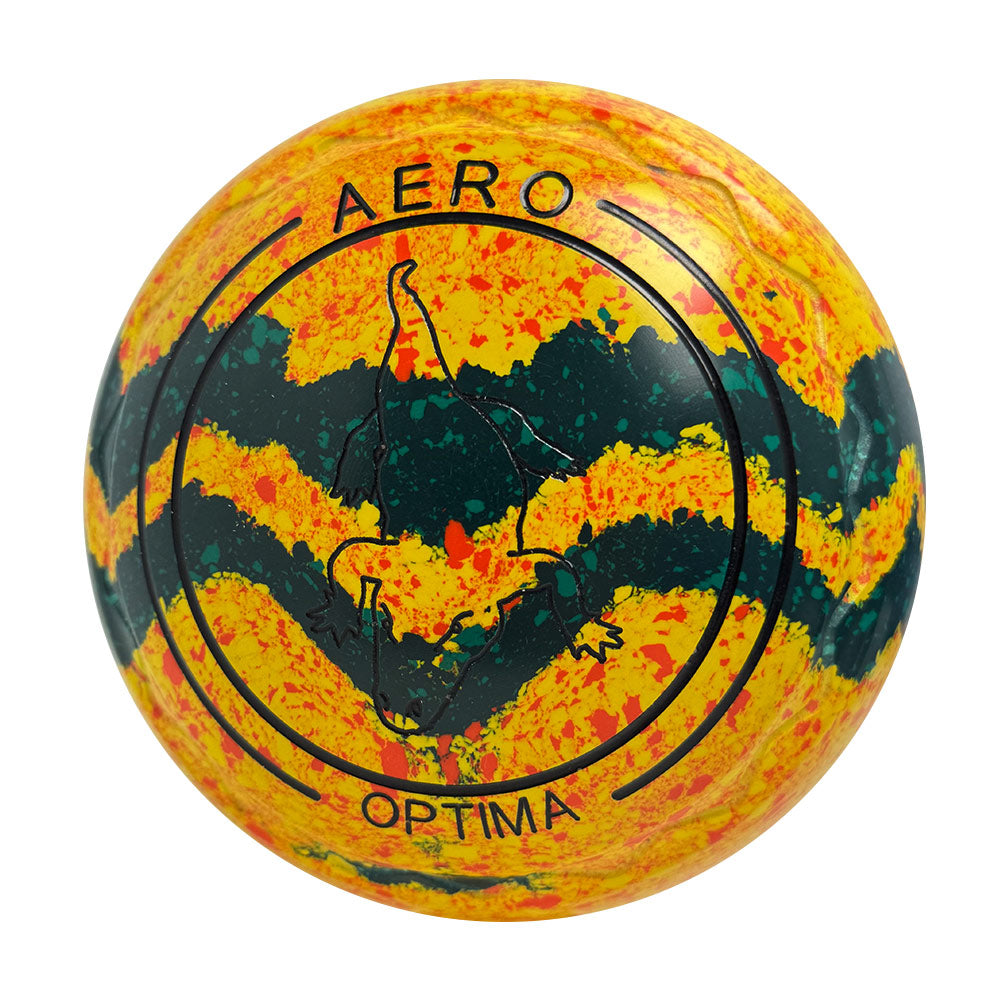 Aero Optima Lawn Bowls 4 Heavy Z-Scoop Solarflare/Emerald Swirl - 235816