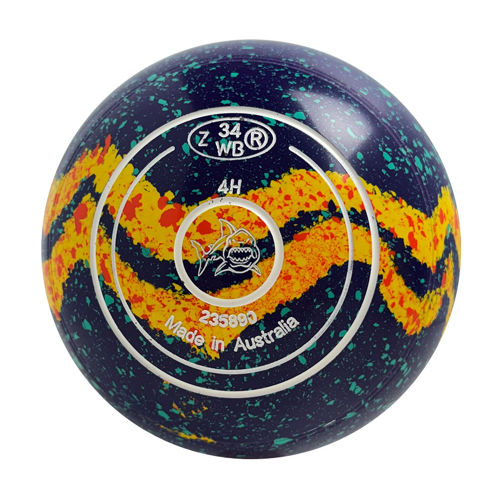 Aero Optima Lawn Bowls 4 Heavy Non-Gripped Grape/Solarflare Swirl - 235890