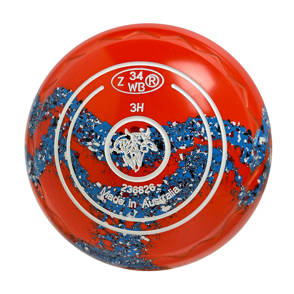 Aero Optima Lawn Bowls 3 Heavy Z-Scoop Orange/Cornflower Swirl - 236826
