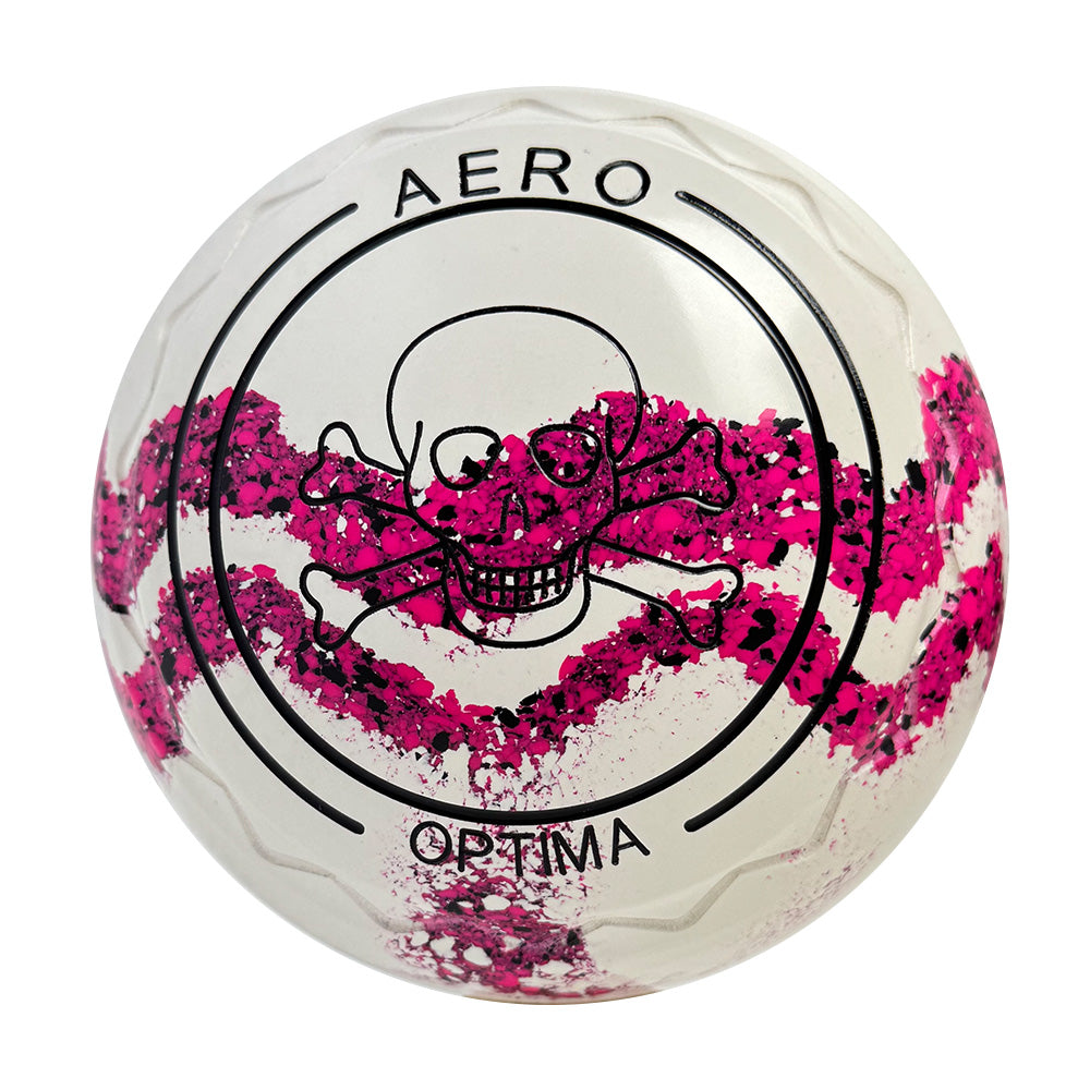 Aero Optima Lawn Bowls 4 Heavy Z-Scoop White/Fuschia  Swirl - 237832