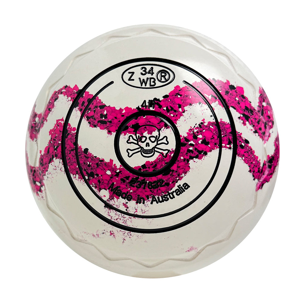Aero Optima Lawn Bowls 4 Heavy Z-Scoop White/Fuschia  Swirl - 237832