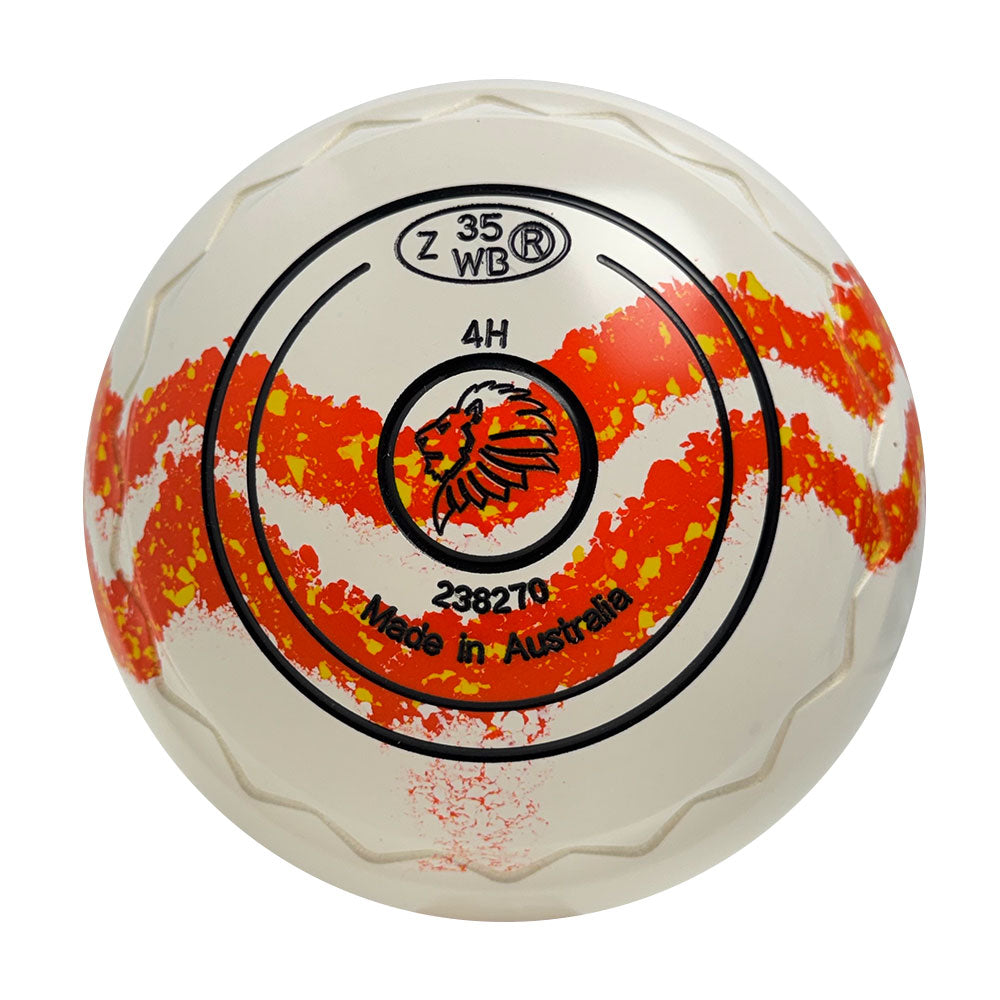 Aero Optima Lawn Bowls 4 Heavy Z-Scoop White/Nectarine Swirl - 238270