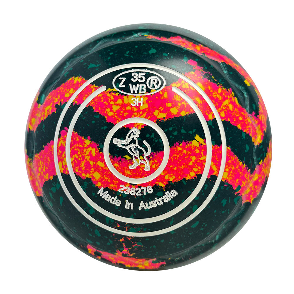 Aero Dynamic Lawn Bowls 3 Heavy Z-Scoop Emerald/Tequila Sunrise  Swirl - 238276