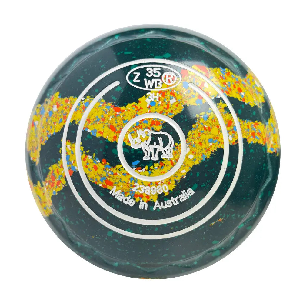 Aero Dynamic Lawn Bowls 3 Heavy Z-Scoop Emerald/Nugget Swirl - 238980 Aero Bowls