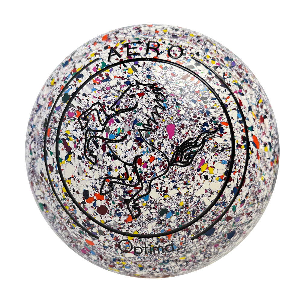 Aero Optima Lawn Bowls 1 Heavy Z-Scoop White Harlequin - 239276