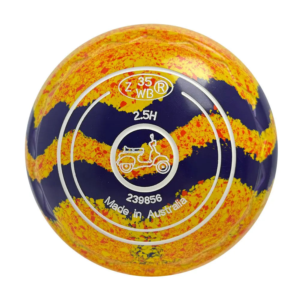 Aero Optima Lawn Bowls 2.5 Heavy Z-Scoop Solar Flare Swirl - 239856