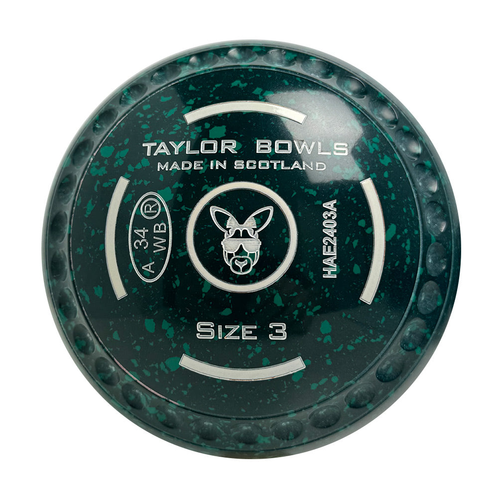 Taylor SR Lawn Bowls Size 3 Heavy Gripped Dark Green/Geen - HAE2403A