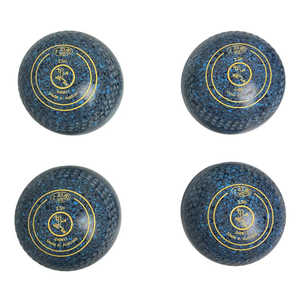 Aero (Pre-Owned) Optima Lawn Bowls 2.5 Heavy Dimple Blue/Grey Speckle - 240811 Aero Bowls