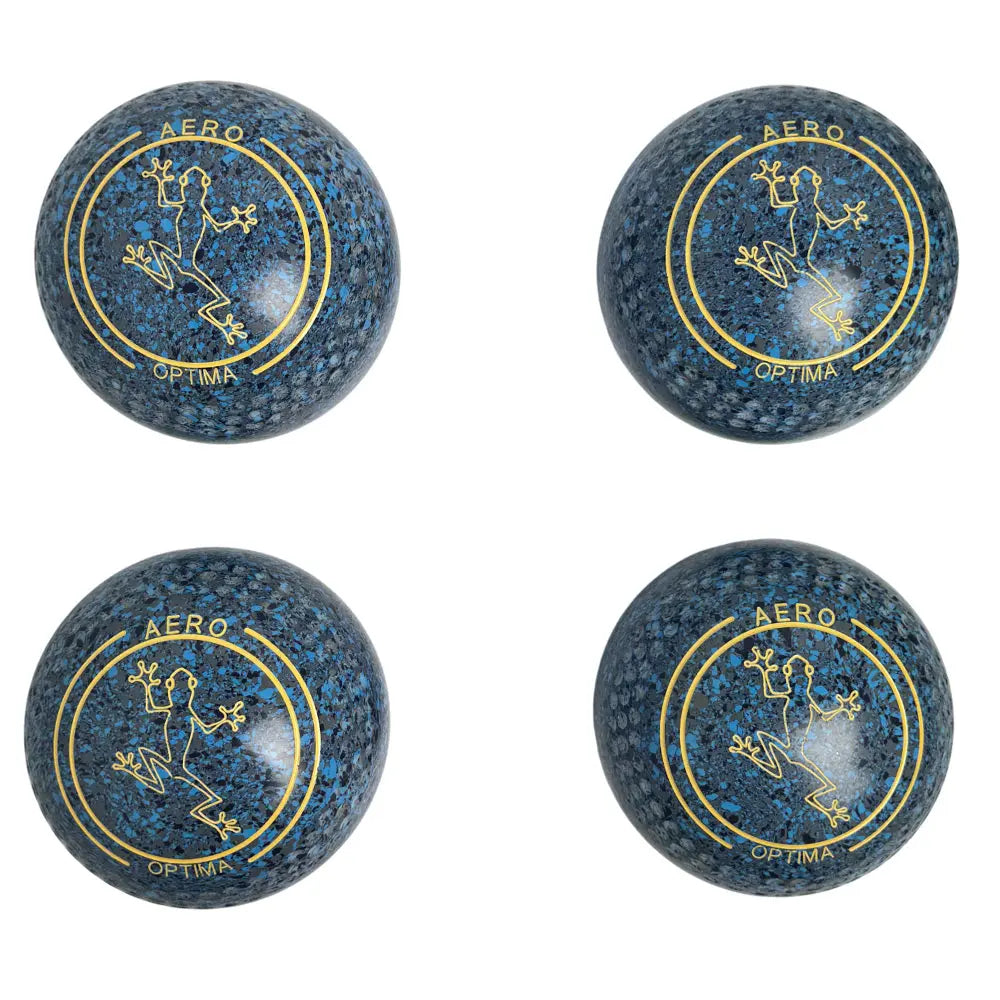 Aero (Pre-Owned) Optima Lawn Bowls 2.5 Heavy Dimple Blue/Grey Speckle - 240811 Aero Bowls