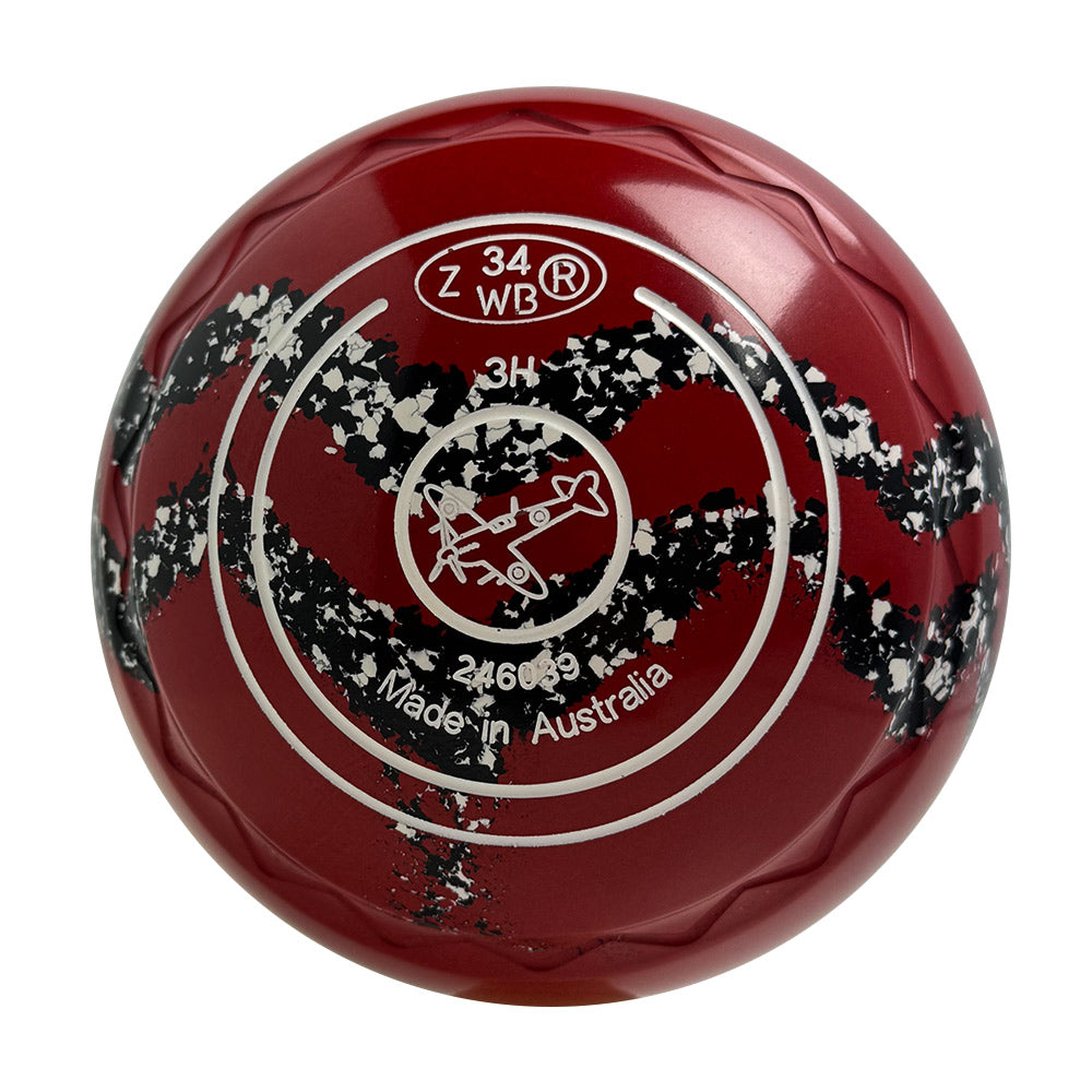 Aero Optima Lawn Bowls 3 Heavy Z-Scoop Red/Onyx Swirl - 246039
