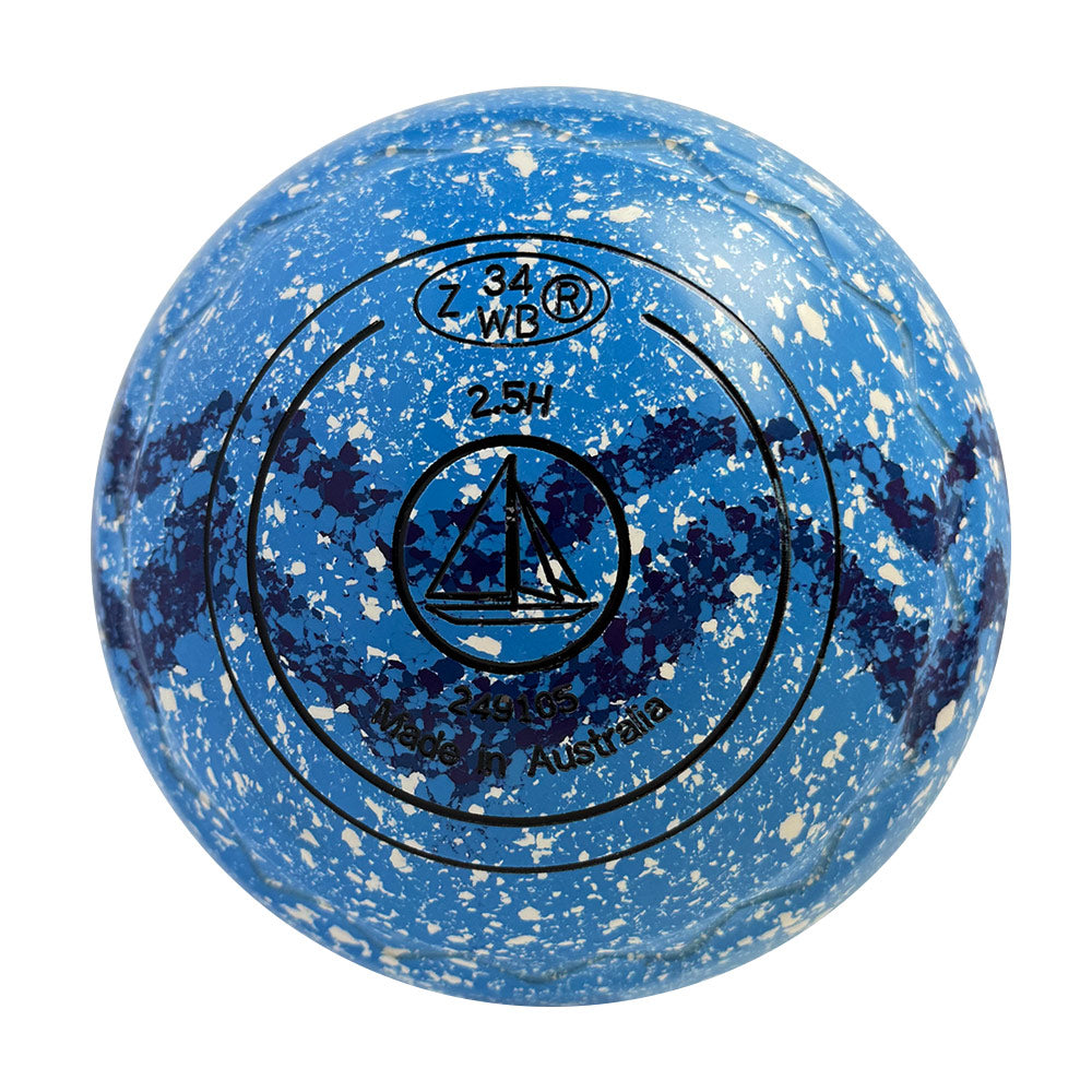 Aero Optima Lawn Bowls 2.5 Heavy Z-Scoop Azure/Delta Swirl - 249105