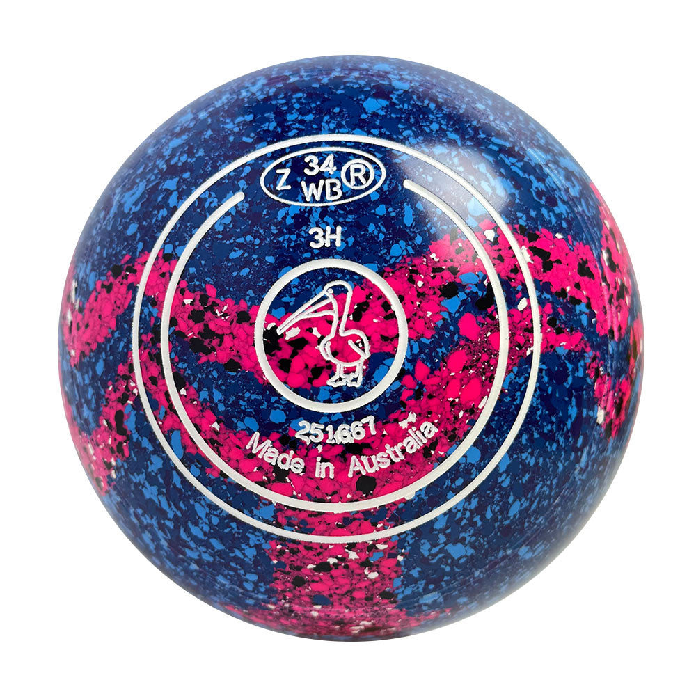Aero Optima Lawn Bowls 3 Heavy Non-Gripped Delta/Fuchsia Swirl - 251667