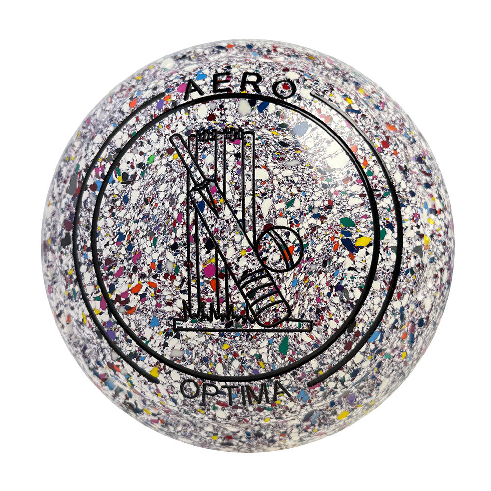 Aero Optima Lawn Bowls 3 Heavy Z-Scoop White Harlequin - 253149