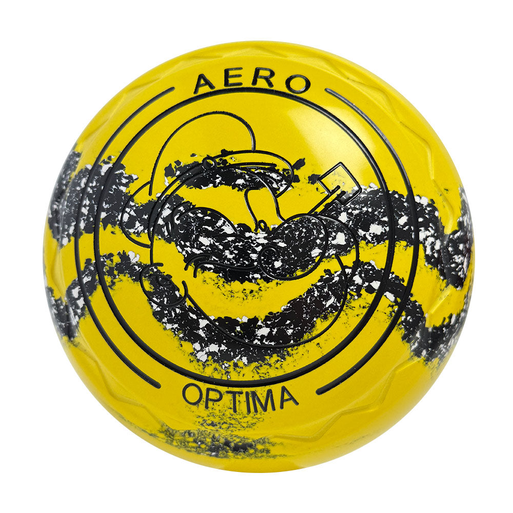 Aero Optima Lawn Bowls 3 Heavy Z-Scoop Yellow/Onyx Swirl - 255213