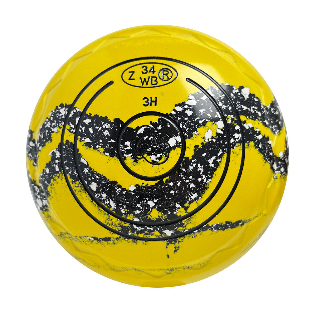 Aero Optima Lawn Bowls 3 Heavy Z-Scoop Yellow/Onyx Swirl - 255213