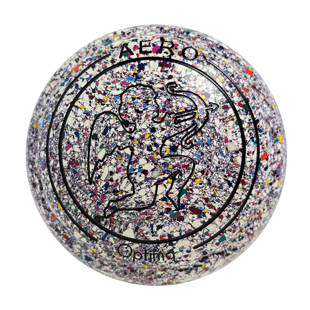 Aero Optima Lawn Bowls 1 Heavy Z-Scoop White Harlequin - 255825