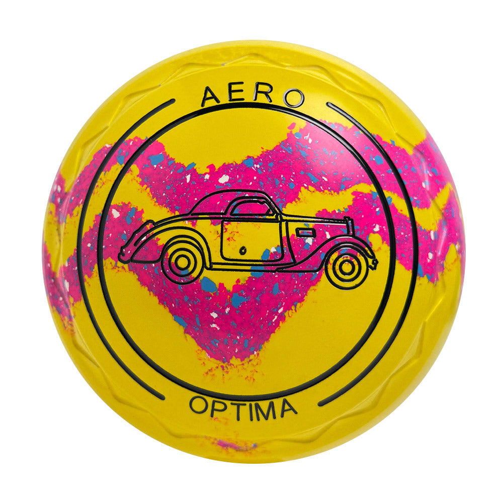 Aero Optima Lawn Bowls 2.5 Heavy Z-Scoop Yellow*/Raspberry Swirl - 256783