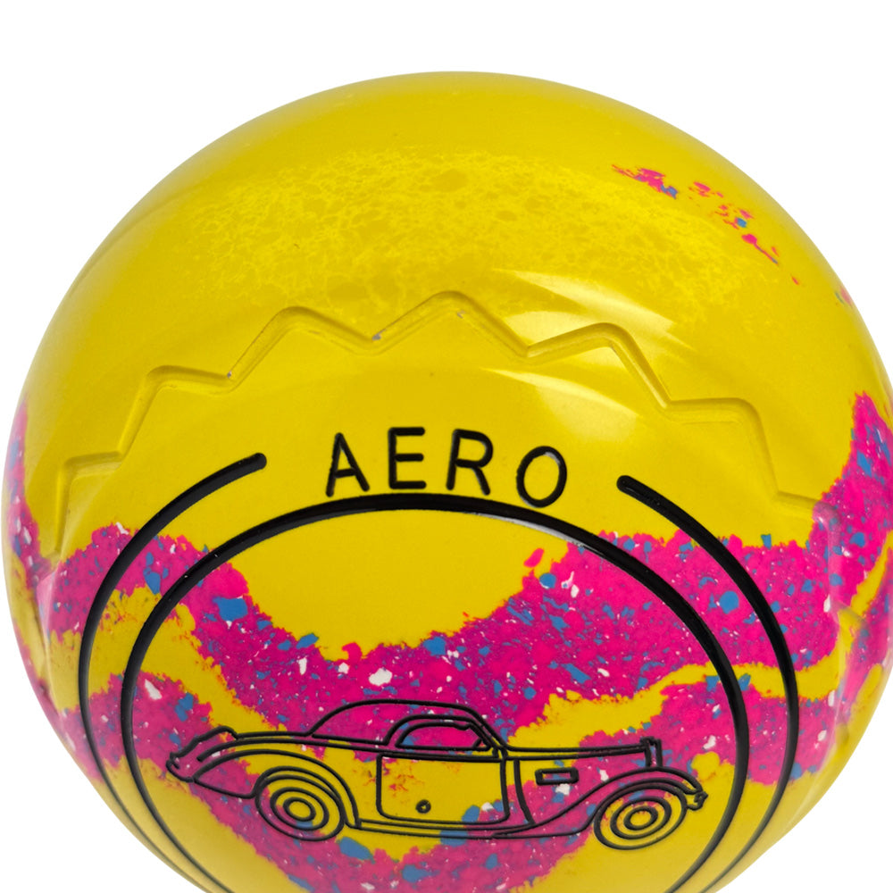 Aero Optima Lawn Bowls 2.5 Heavy Z-Scoop Yellow*/Raspberry Swirl - 256783