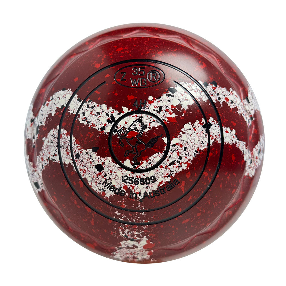 Aero Optima Lawn Bowls 4 Heavy Z-Scoop Maroon/Red  Swirl - 256809