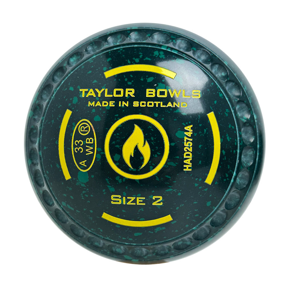 Taylor SR Lawn Bowls Size 2 Heavy Gripped Dark Green/Green - HAD2574A