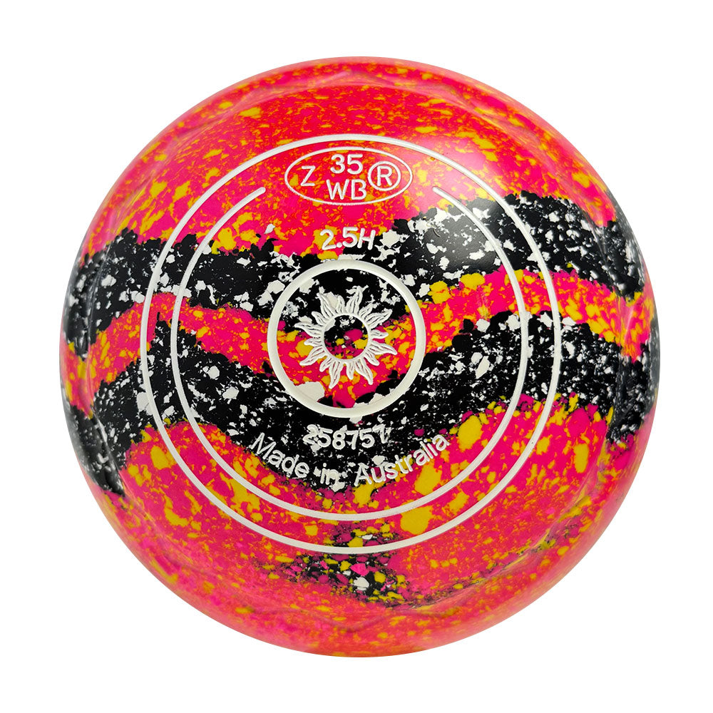 Aero Optima Lawn Bowls 2.5 Heavy Z-Scoop Tequila Sunrise Swirl - 258757